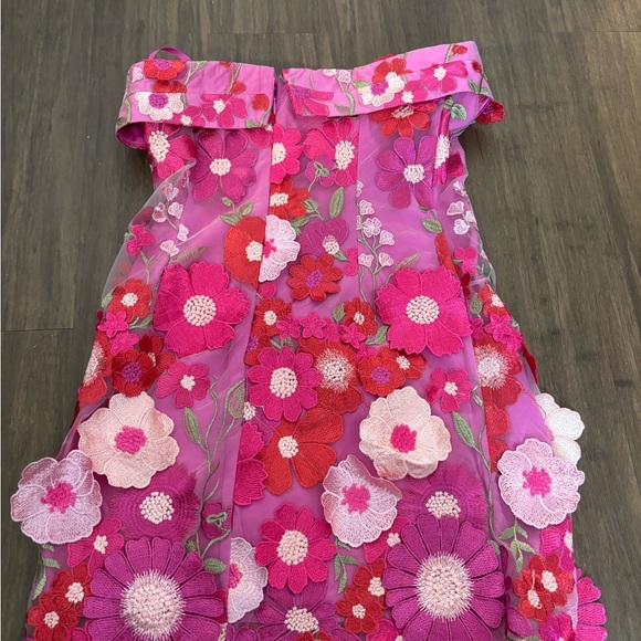 Altar'd State Pink Floral Appliqué Strapless Dress - Picture 2 of 4